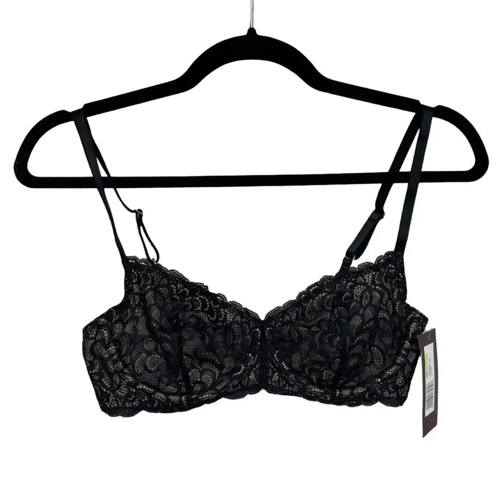NEW True & Co. Gramercy Balconette Bra in Black Lace - Size 34B